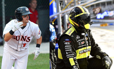 A former outfielder for the N.C. State baseball team, Wade Moore is now the tire carrier on the No. 12 Ford Mustang.